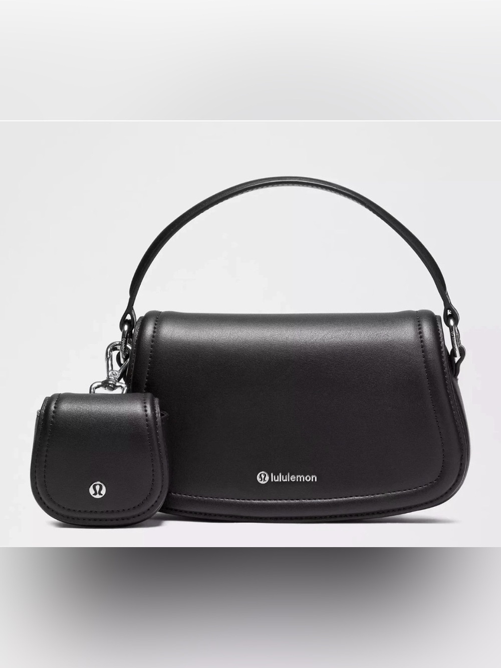 Lululemon Black Cactus Leather Shoulder Bag with AirPod Case